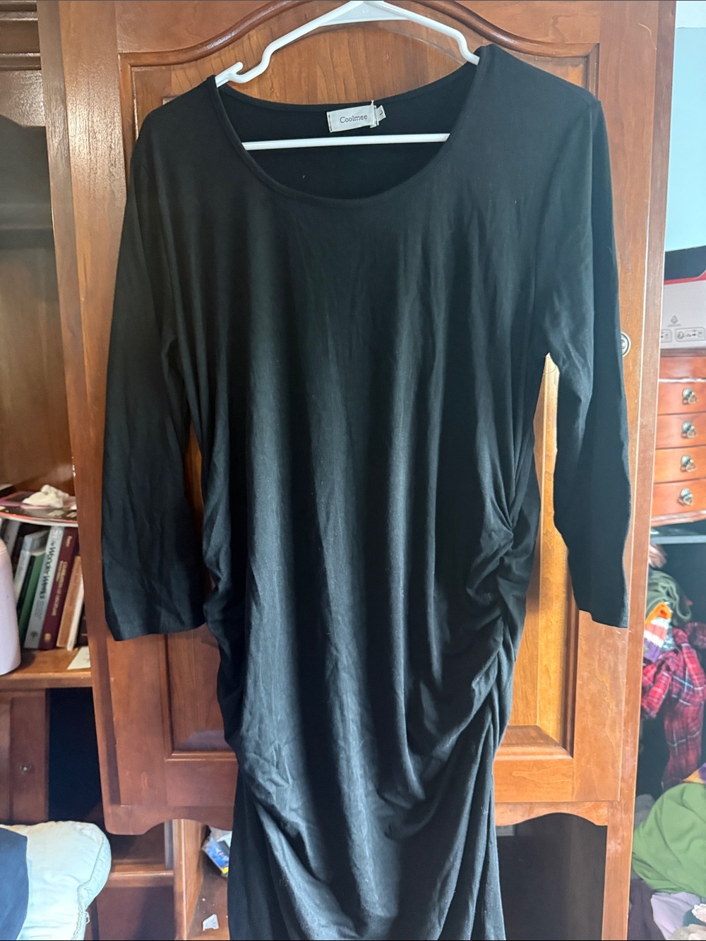 Black Ruched-Side Women's Maternity Dress